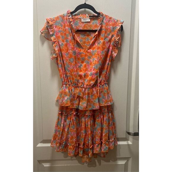 RESET BY JANE Orange Floral  print Lexi Mini Dress size S NWOT$168 - Picture 3 of 5